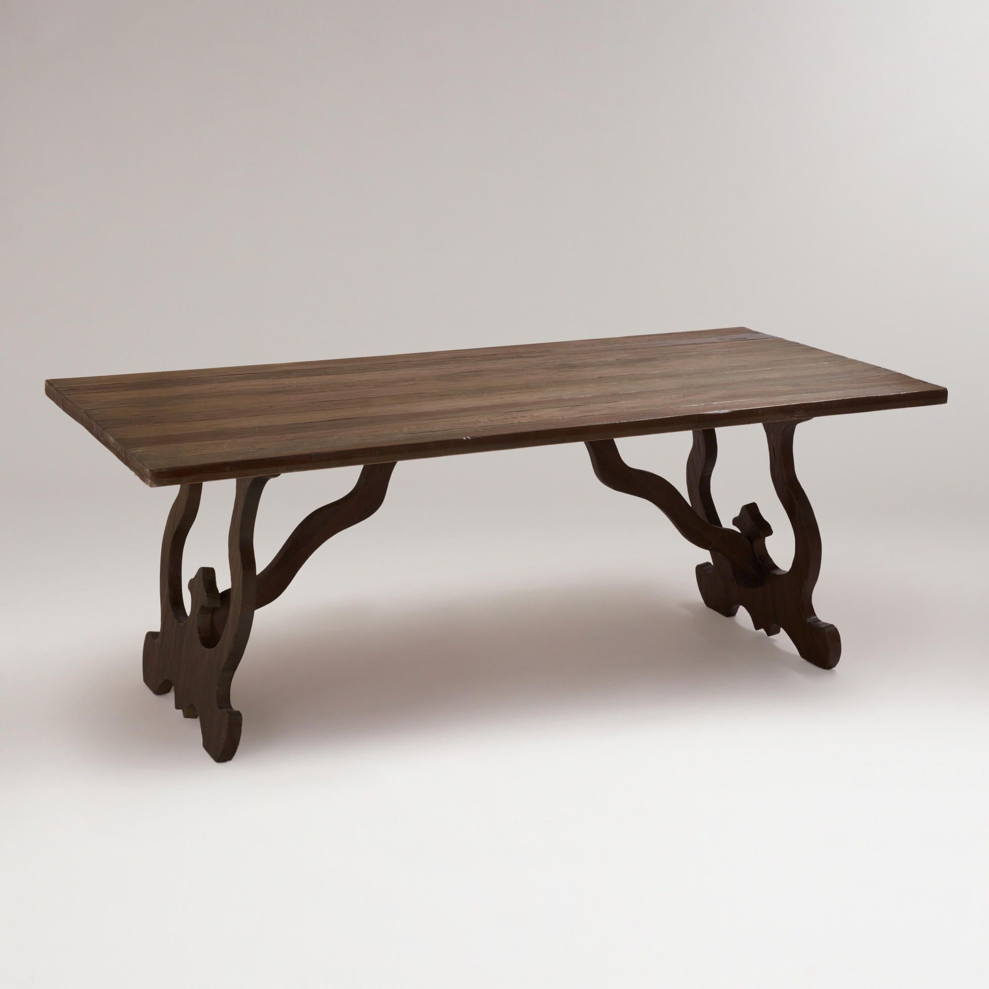 Weathered Gray Romeo Dining Table | World Market | World For Lucille Timberland Wooden Garden Benches (View 16 of 25)