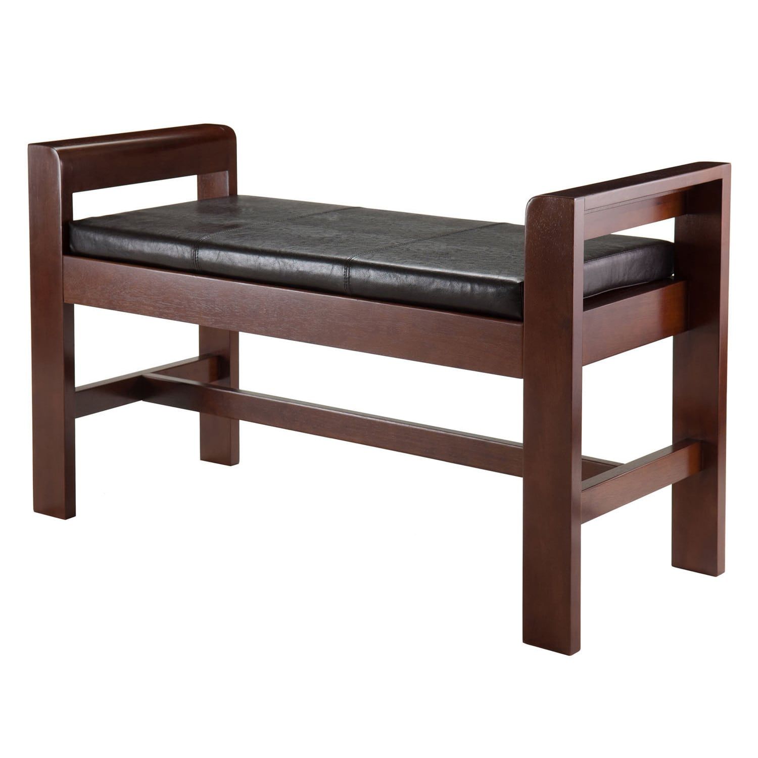 Winsome Thomas Walnut Wood Bench With Cushion Seat Intended For Walnut Solid Wood Garden Benches (View 14 of 25)