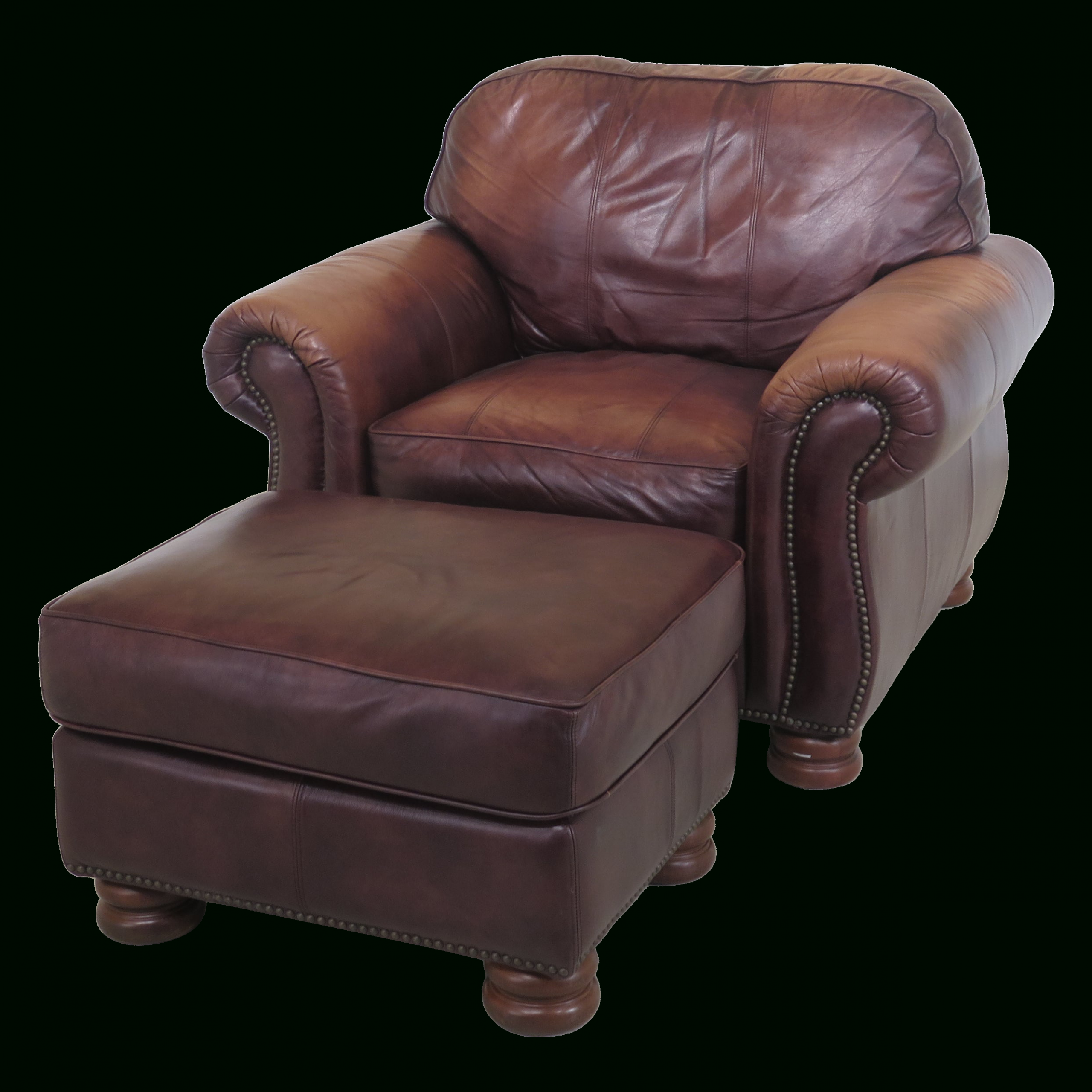 1990S Vintage Thomasville Leather Club Chair & Matching With Regard To Sheldon Tufted Top Grain Leather Club Chairs (View 10 of 15)