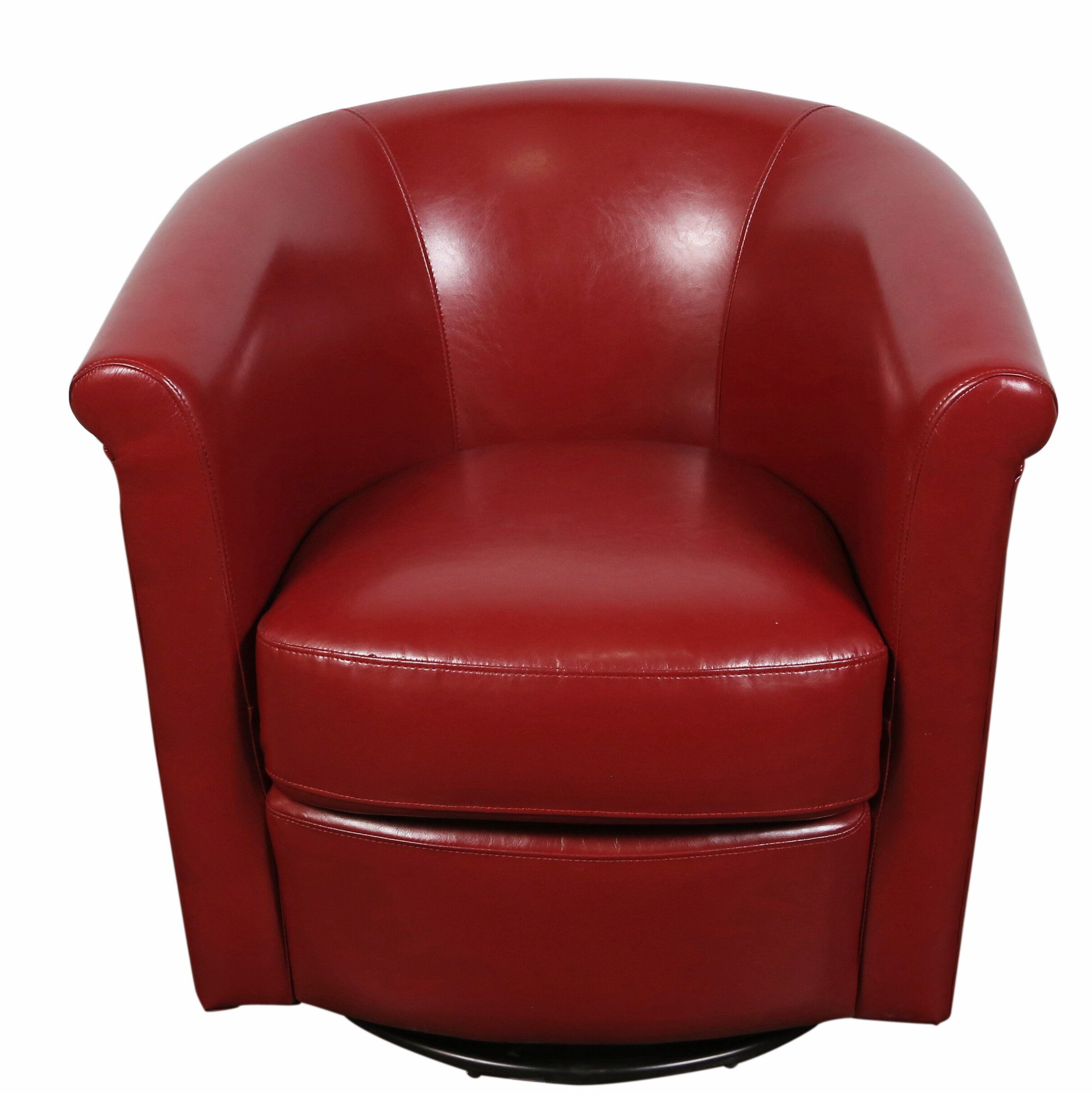 30" W Faux Leather Swivel Barrel Chair Intended For Ronda Barrel Chairs (View 11 of 15)
