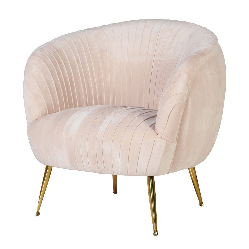 Anya Blush Velvet Armchair Furniture – La Maison Chic Luxury Intended For Grinnell Silky Velvet Papasan Chairs (Photo 9 of 15)