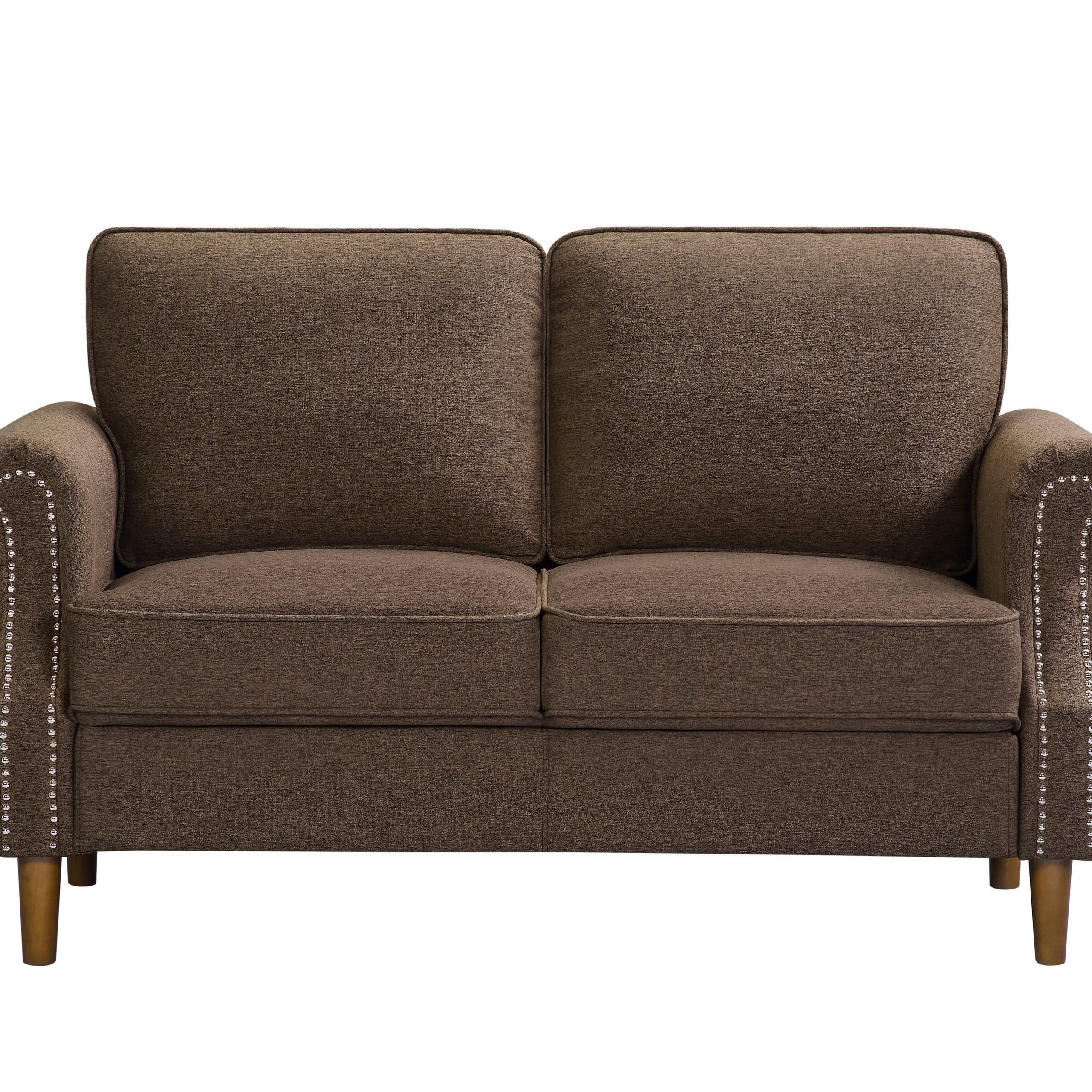Anyjah Velvet 55.9" Rolled Arm Loveseat Inside Starks Tufted Fabric Chesterfield Chair And Ottoman Sets (Photo 15 of 15)
