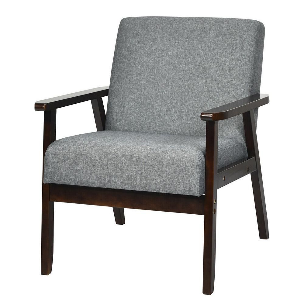 Boyel Living Gray Solid Wood Upholstered Accent Arm Chair Hysn 65639Gr –  The Home Depot Within Hofstetter Armchairs (View 12 of 15)