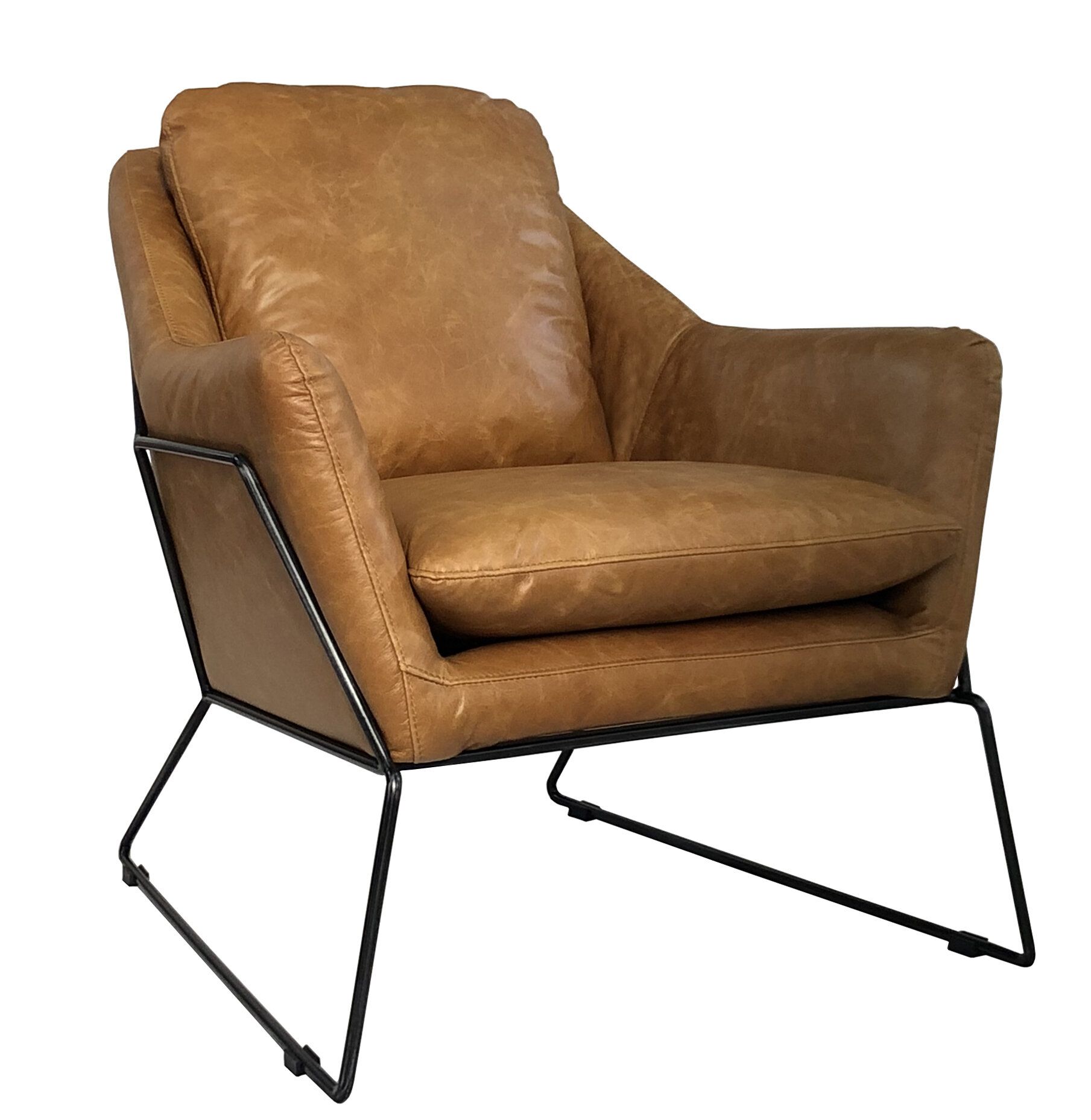 Brandenburg 29" W Top Grain Leather Lounge Chair For Sheldon Tufted Top Grain Leather Club Chairs (Photo 12 of 15)