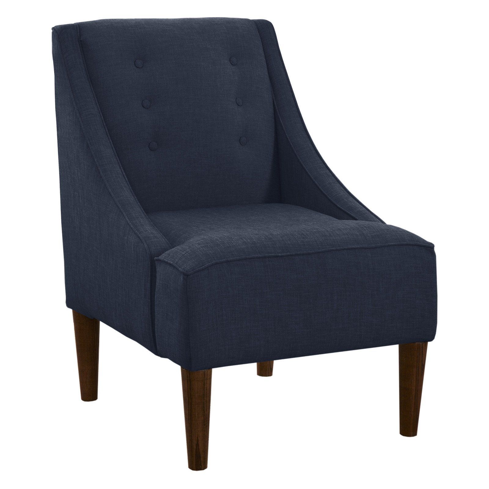 Buttons Swoop Arm Linen Chair – Navy | Linen Chair Within Borst Armchairs (View 12 of 15)