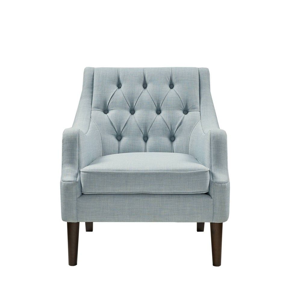 Cassie Button Tufted Accent Chair Dusty Blue – Target Throughout Lenaghan Wingback Chairs (Photo 9 of 15)