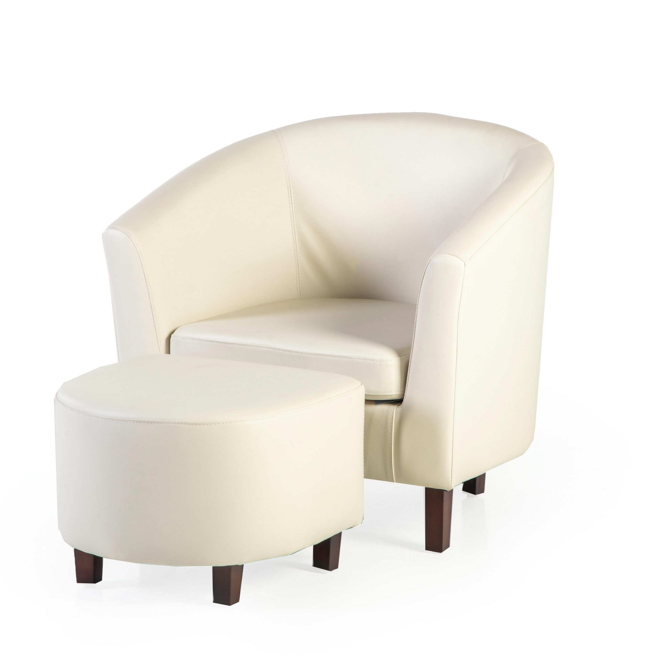 Ebern Designs 30" W Faux Leather Barrel Chair And Ottoman With Faux Leather Barrel Chair And Ottoman Sets (View 6 of 15)