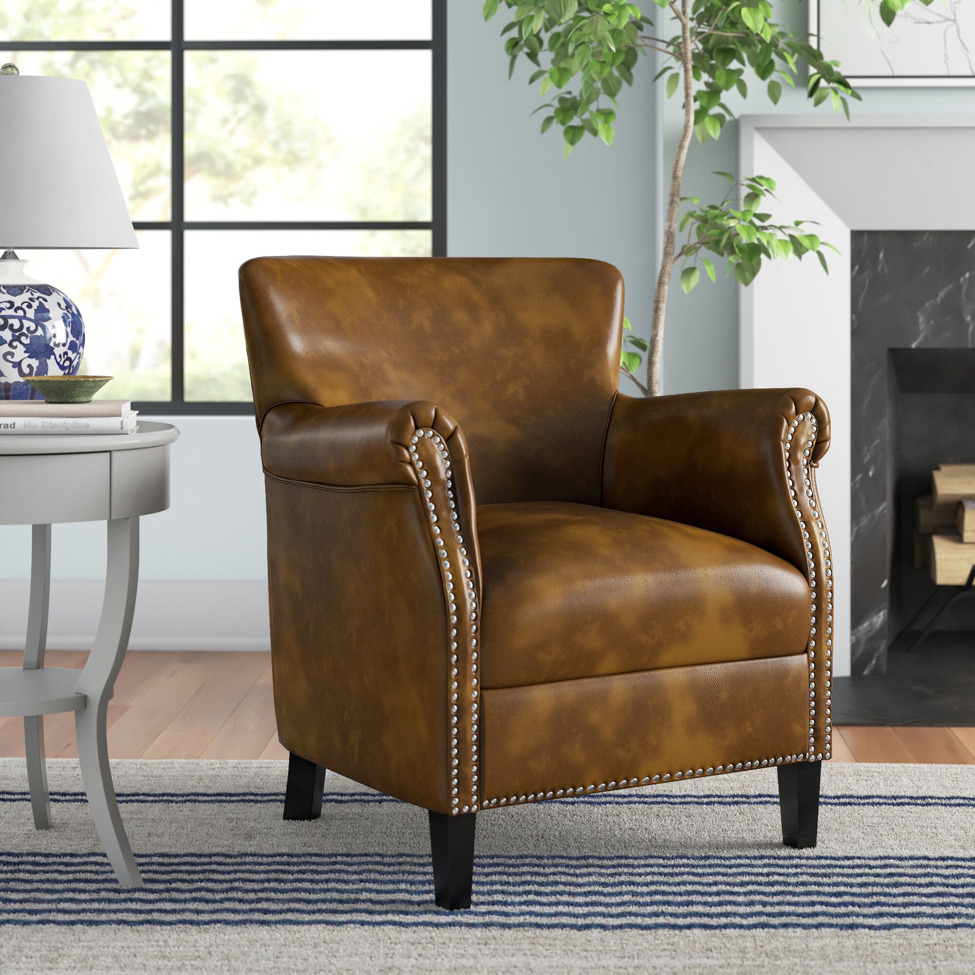 Gail 29.5" W Faux Leather Armchair Throughout Jayde Armchairs (Photo 6 of 15)