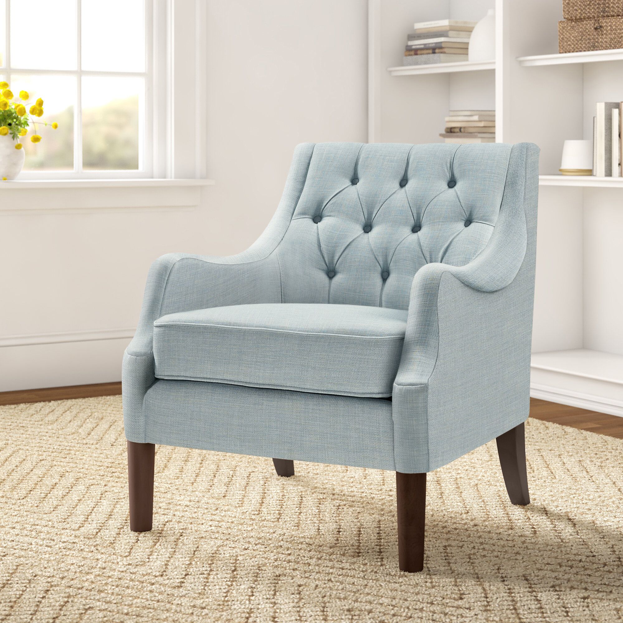 Galesville 29.25" W Tufted Polyester Wingback Chair Intended For Allis Tufted Polyester Blend Wingback Chairs (Photo 12 of 15)