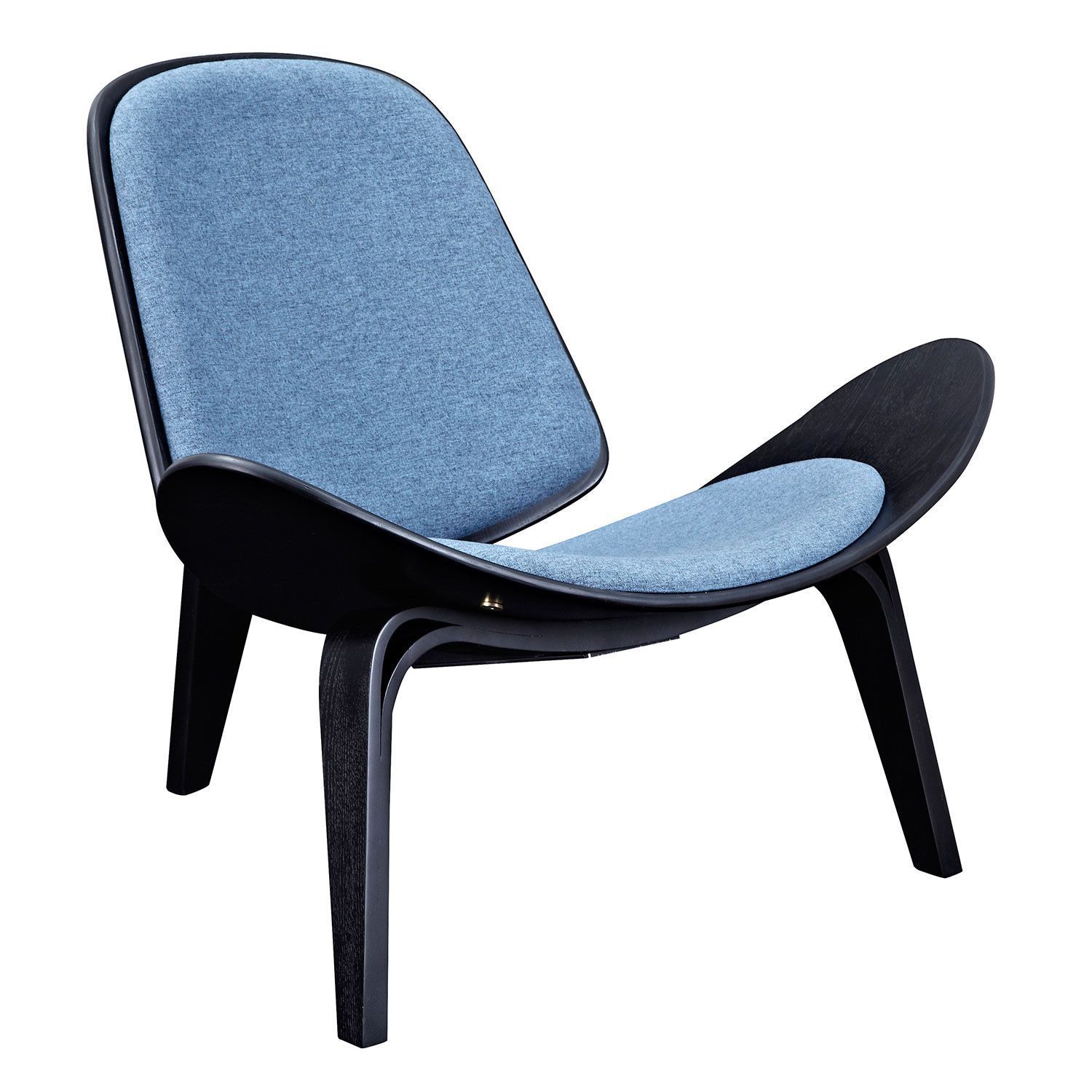 Hans Wegner Shell Style Chair In Black And Blue | Black Within Daleyza Slipper Chairs (Photo 7 of 15)