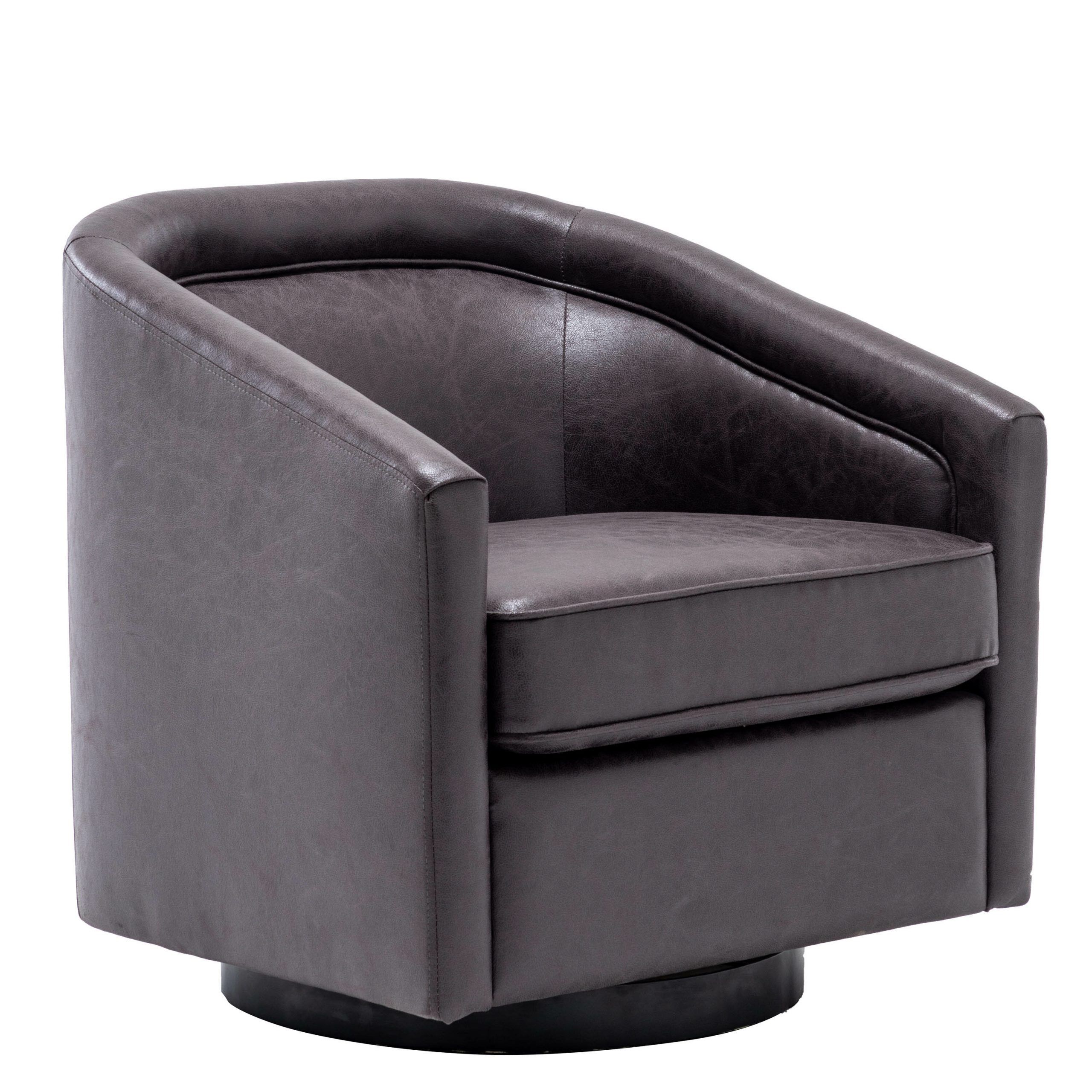 Hazley Barrel Swivel Chair With Hazley Faux Leather Swivel Barrel Chairs (View 2 of 15)