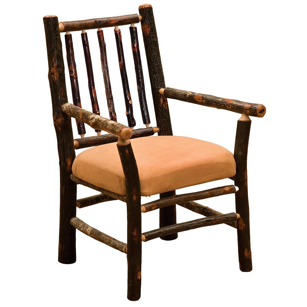 Hickory Spoke Back Arm Chair With Fabric: Cabin Place Within Deer Trail Armchairs (View 14 of 15)
