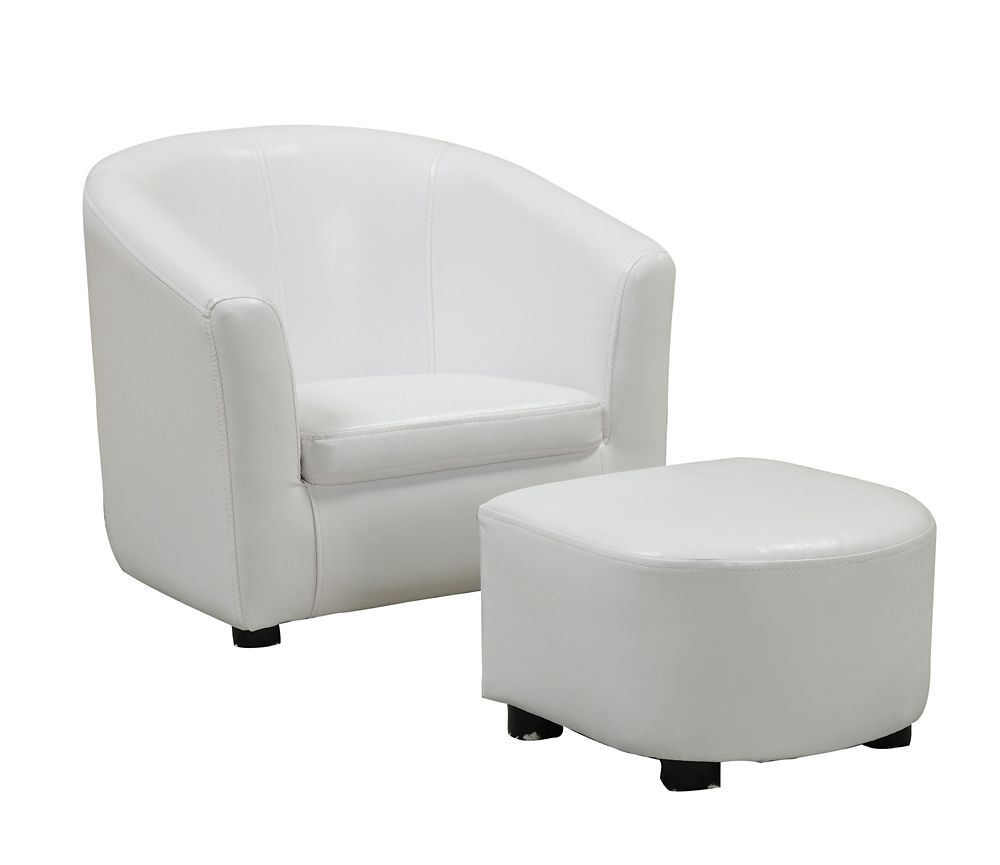 Juvenile Chair – 2 Piece Set / White Leather Look Fabric Intended For Louisiana Barrel Chair And Ottoman Sets (View 14 of 15)
