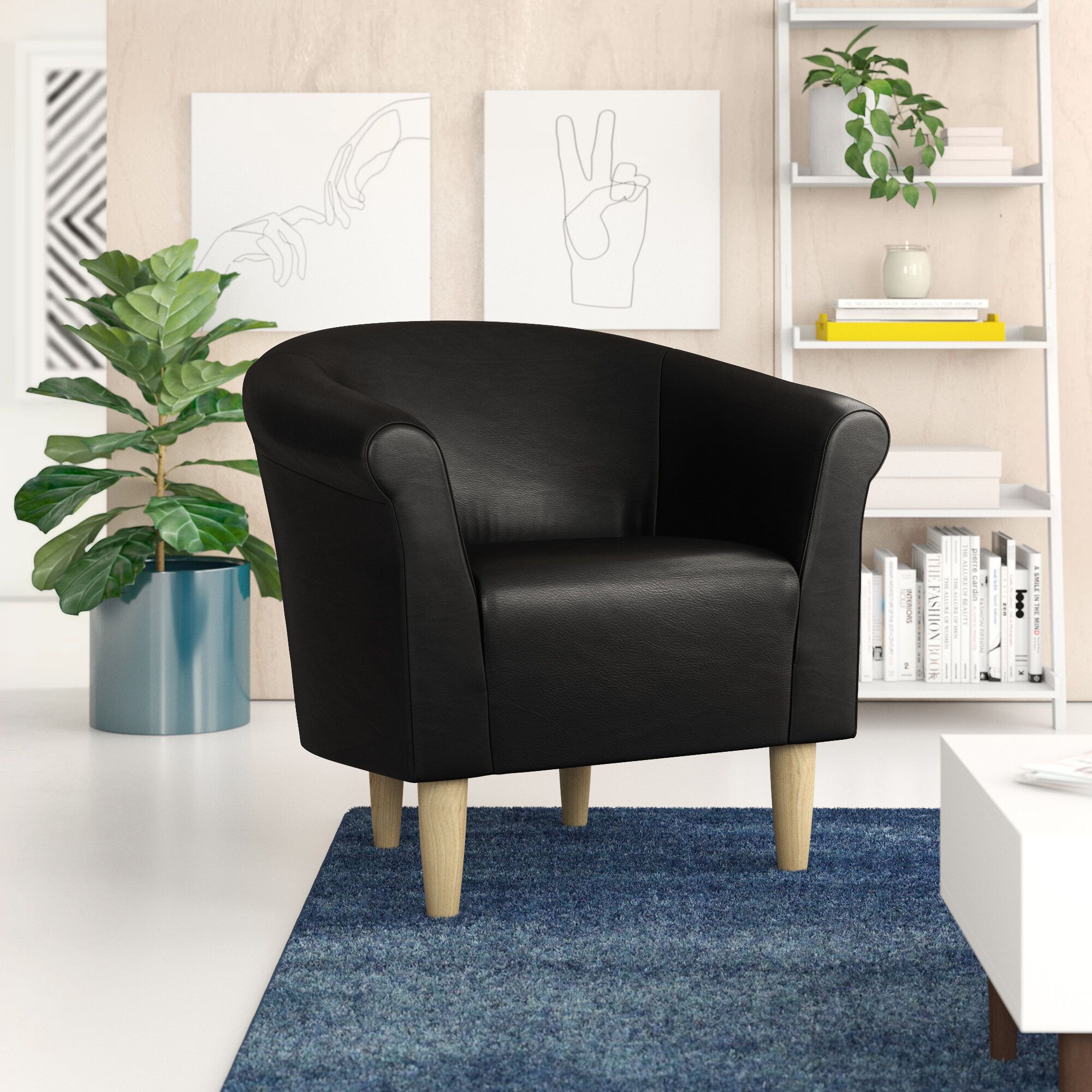 Liam 30.5" W Faux Leather Barrel Chair With Liam Faux Leather Barrel Chairs (Photo 3 of 15)