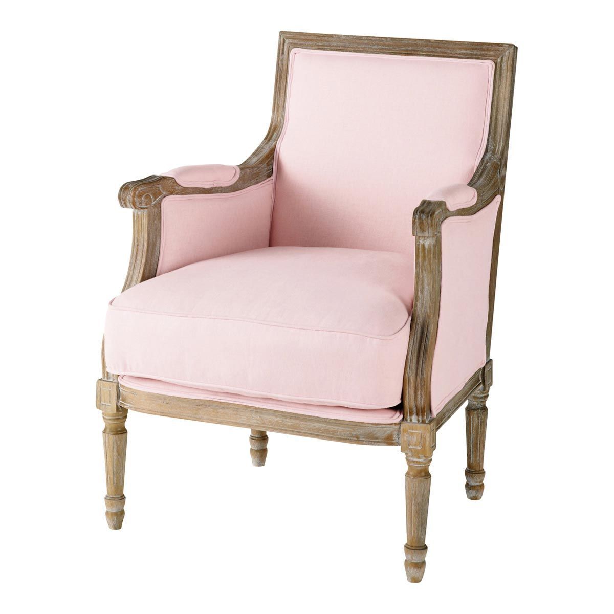 Linen Armchair In Pink | Maisons Du Monde | Arm Chairs Throughout Haleigh Armchairs (Photo 9 of 15)
