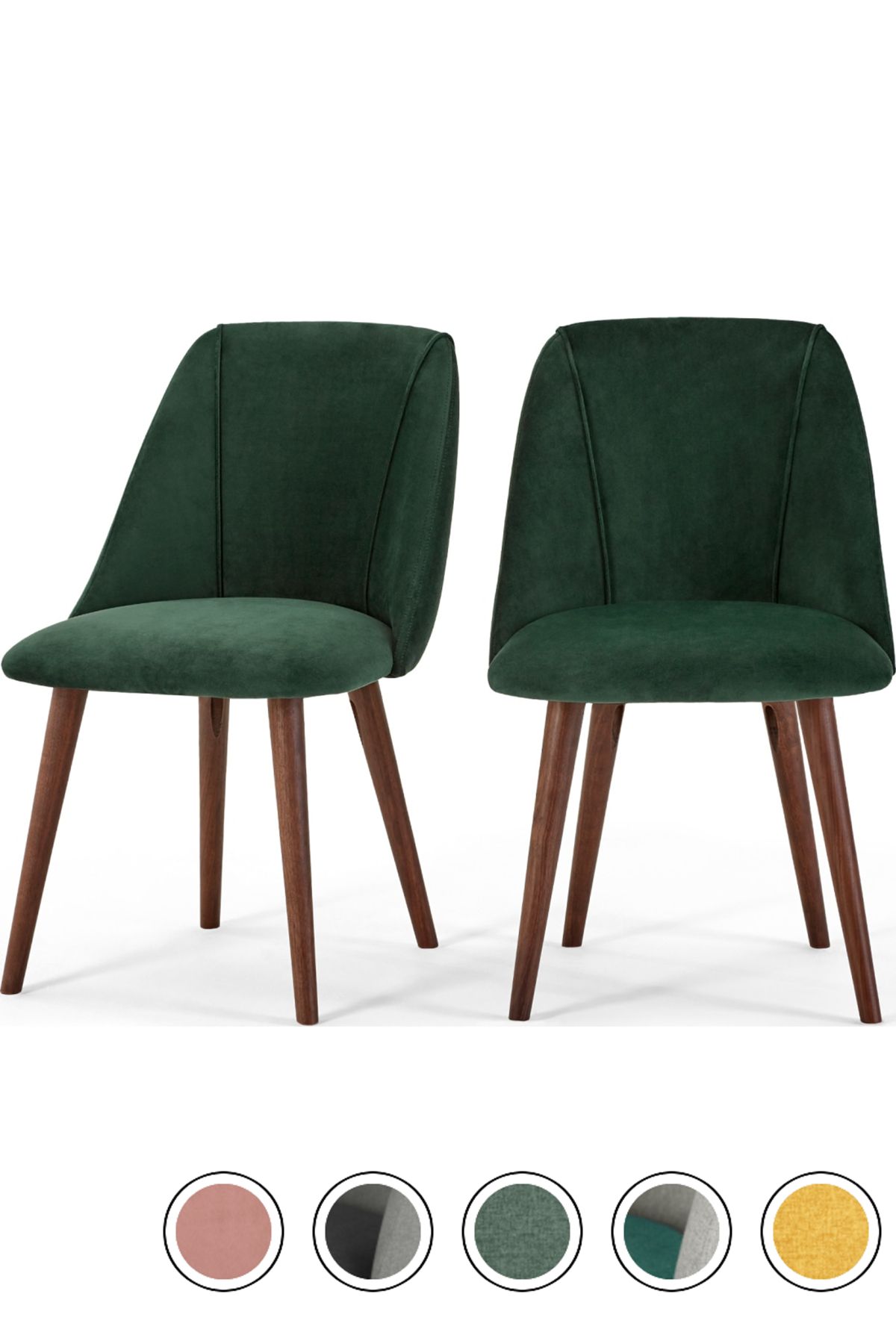 Made Set Of 2 Dining Chairs, Pine Green Velvet (View 12 of 15)