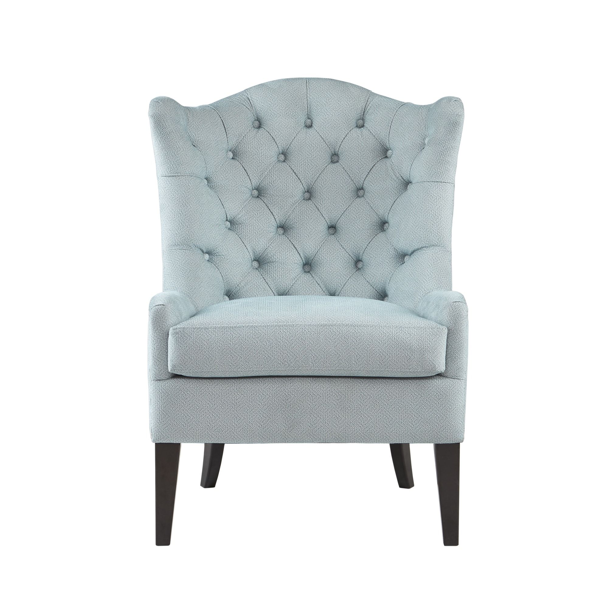 Madison Park Loretta Light Blue Tufted Accent Chair Regarding Lauretta Velvet Wingback Chairs (View 10 of 15)