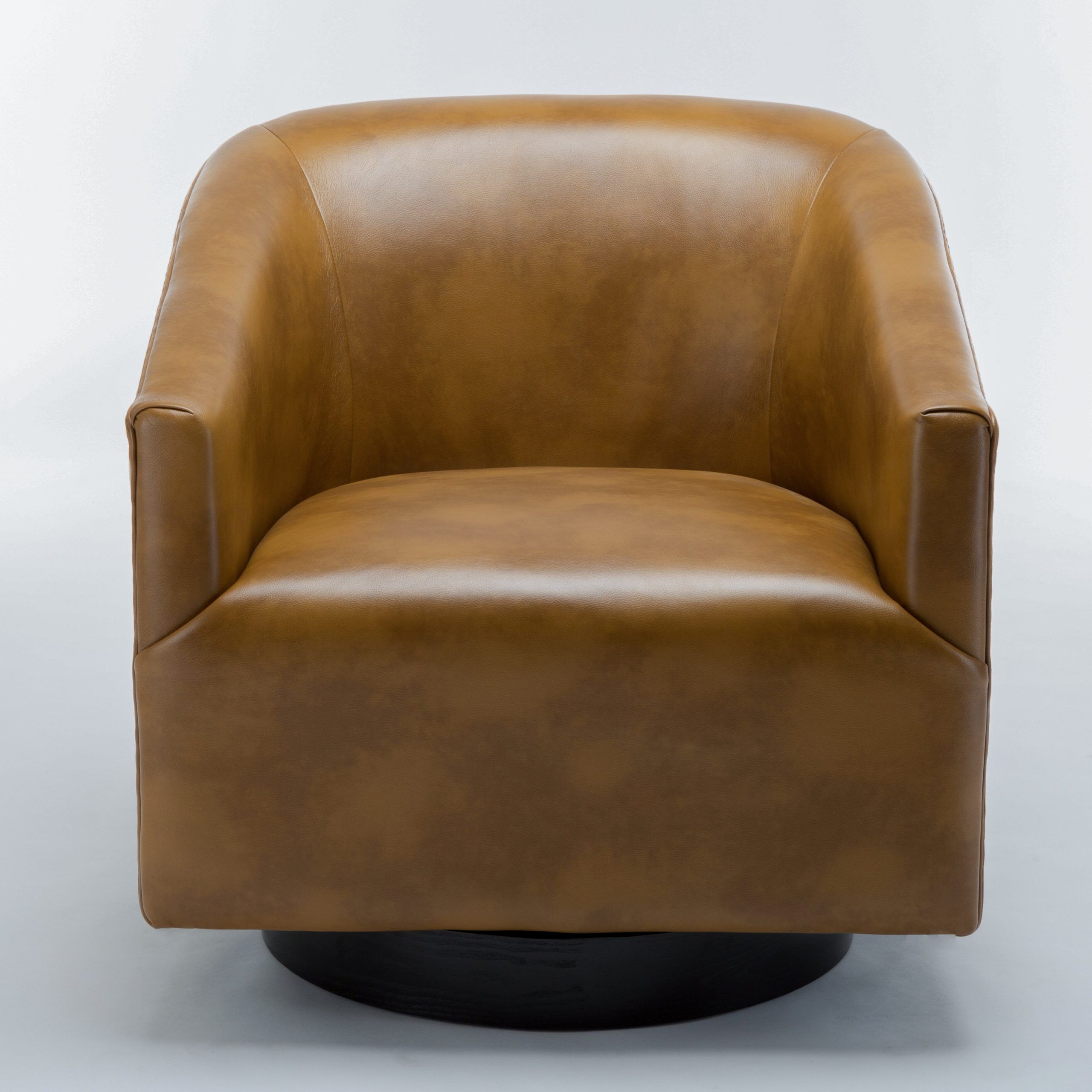 Mcintyre 30" W Faux Leather Swivel Barrel Chair For Faux Leather Barrel Chair And Ottoman Sets (View 15 of 15)