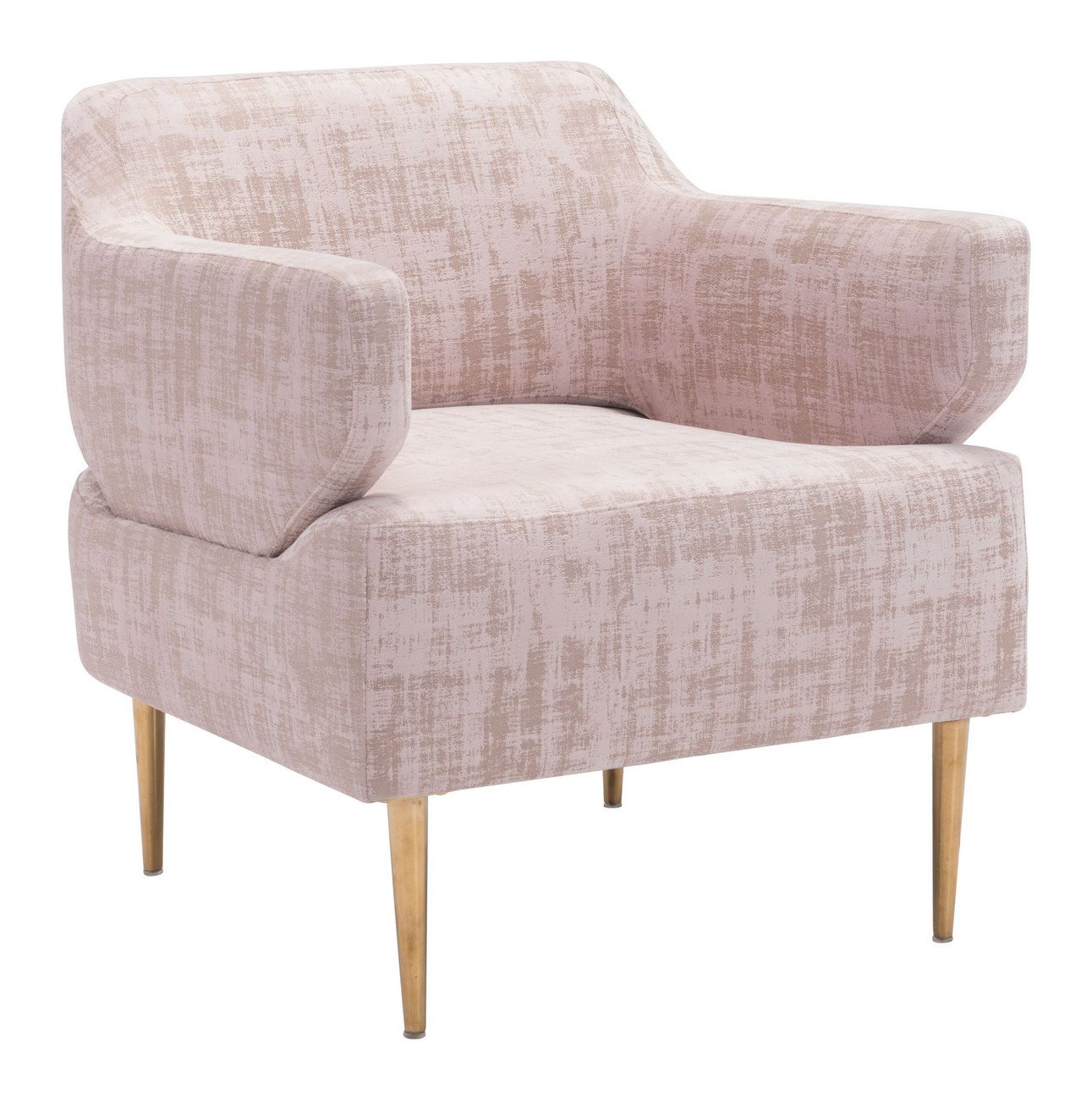 Oasis Arm Chair In Pink Velvet Zuo Modern 101138 Within Didonato Tufted Velvet Armchairs (View 15 of 15)