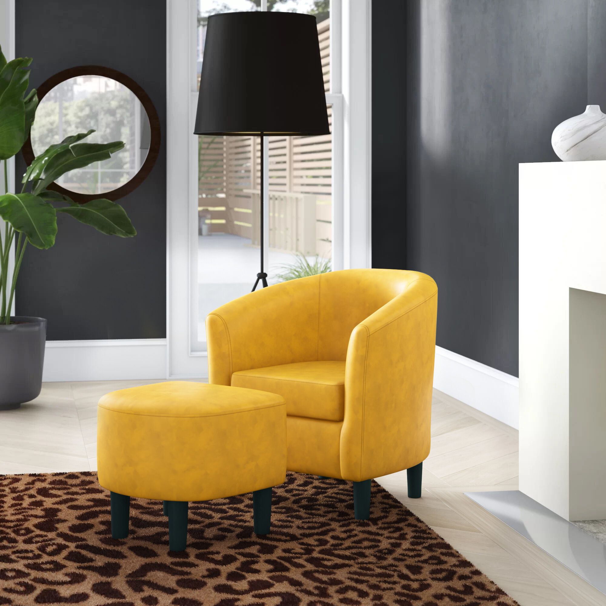 Ottoman Included Small Accent Chairs You'Ll Love In 2021 Pertaining To Annegret Faux Leather Barrel Chair And Ottoman Sets (View 6 of 15)