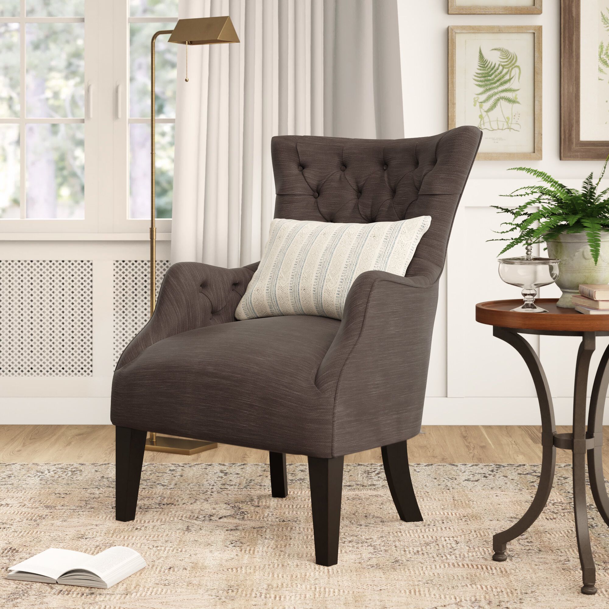 Polyester & Polyester Blend Birch Lane™ Accent Chairs You'Ll In Galesville Tufted Polyester Wingback Chairs (View 5 of 15)