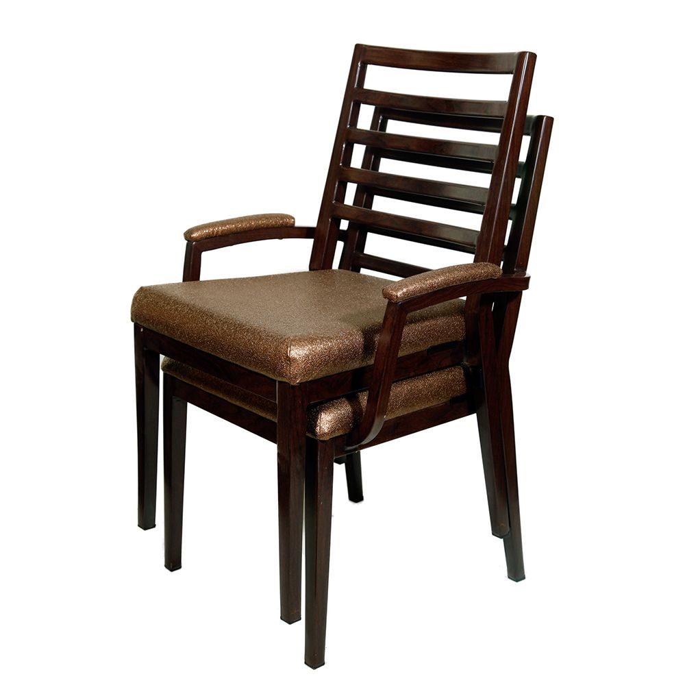 Raeli Aluminum Wood Look Stack Arm Chair Throughout Nadene Armchairs (Photo 14 of 15)