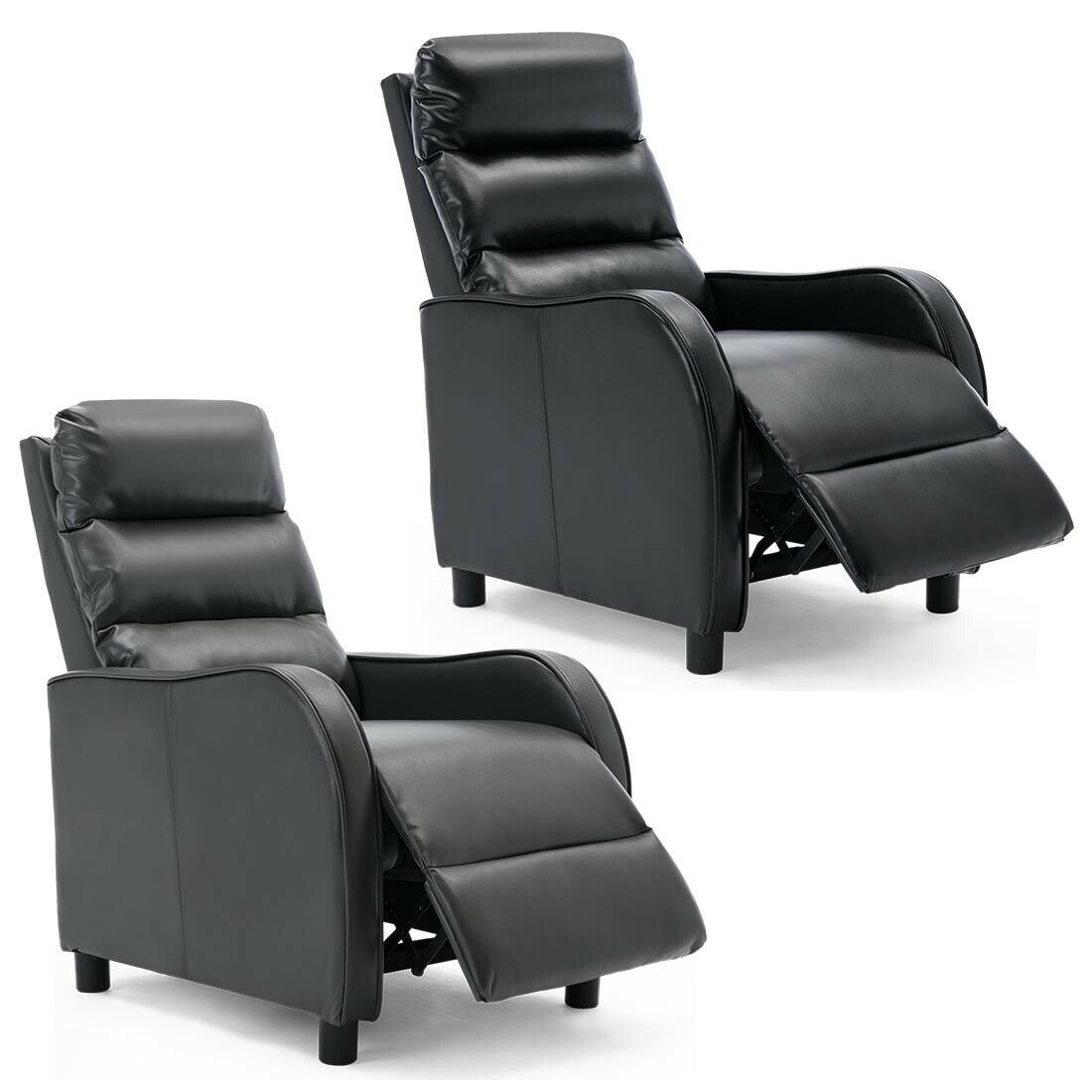 Selby Gaming Pushback Bonded Leather Recliner Chair Sofa Armcahir Inside Selby Armchairs (View 11 of 15)