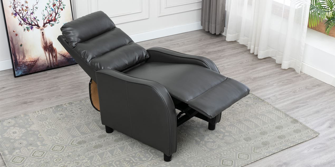 Selby Leather Push Back Recliner Chair In Grey Intended For Selby Armchairs (Photo 8 of 15)