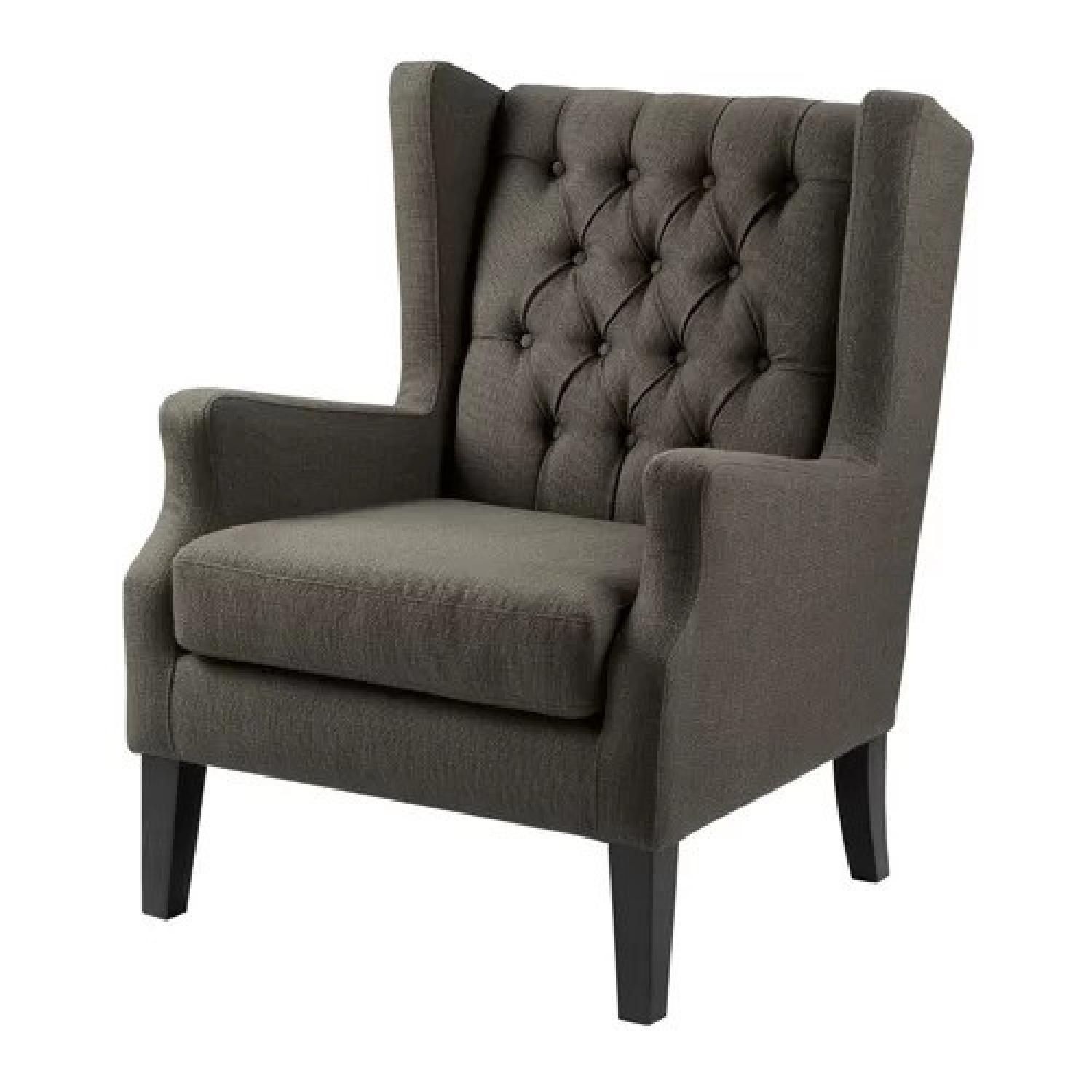 Threes Post Allis Wingback Chair Within Allis Tufted Polyester Blend Wingback Chairs (View 3 of 15)