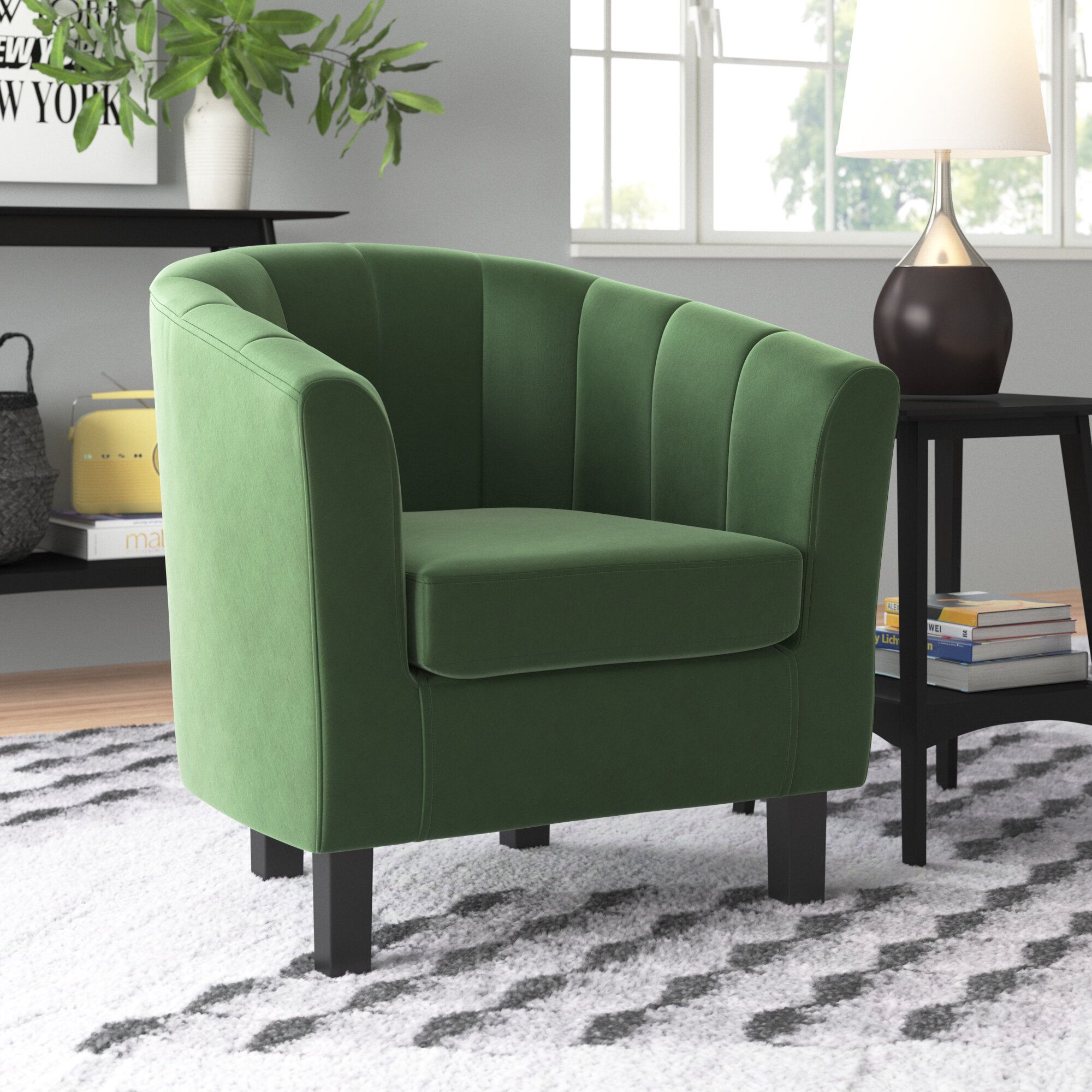 Zipcode Design™ Ziaa Channel 20" Armchair & Reviews | Wayfair Inside Ziaa Barrel Chairs (View 6 of 15)