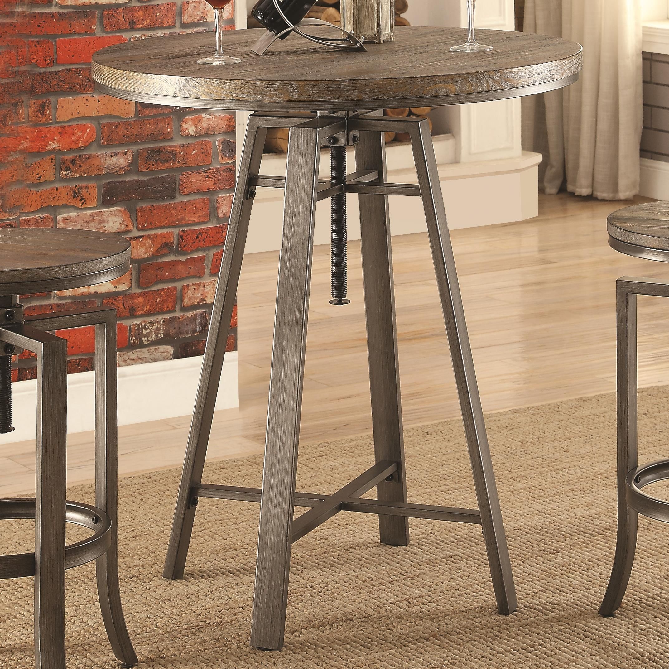 10181 Industrial Bar Table With Swivel Adjustable Height With Regard To Newest Abby Bar Height Dining Tables (Photo 8 of 15)