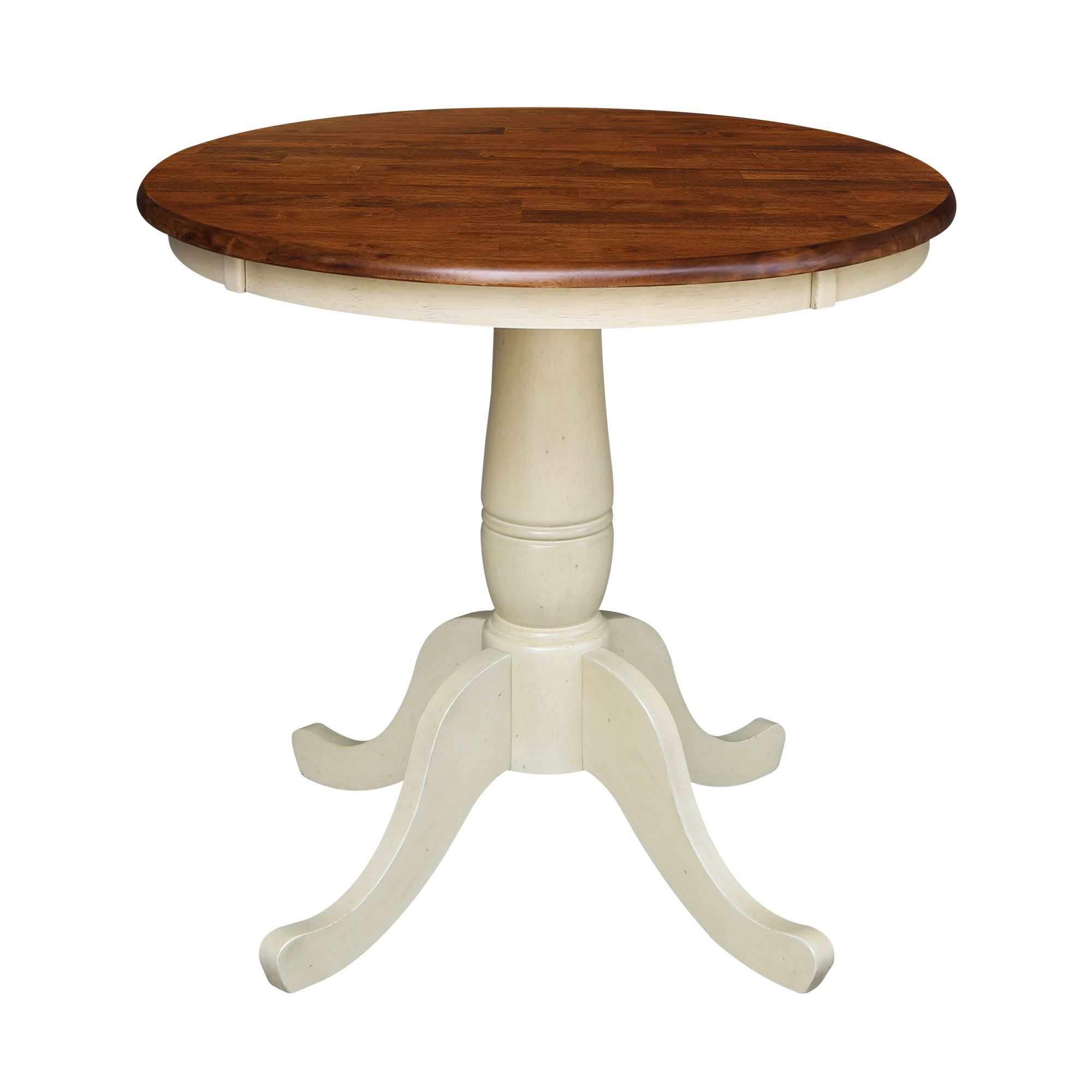 30" Round Top Pedestal Dining Table, 28.9"H In Antiqued In Most Recently Released Servin 43'' Pedestal Dining Tables (Photo 5 of 15)