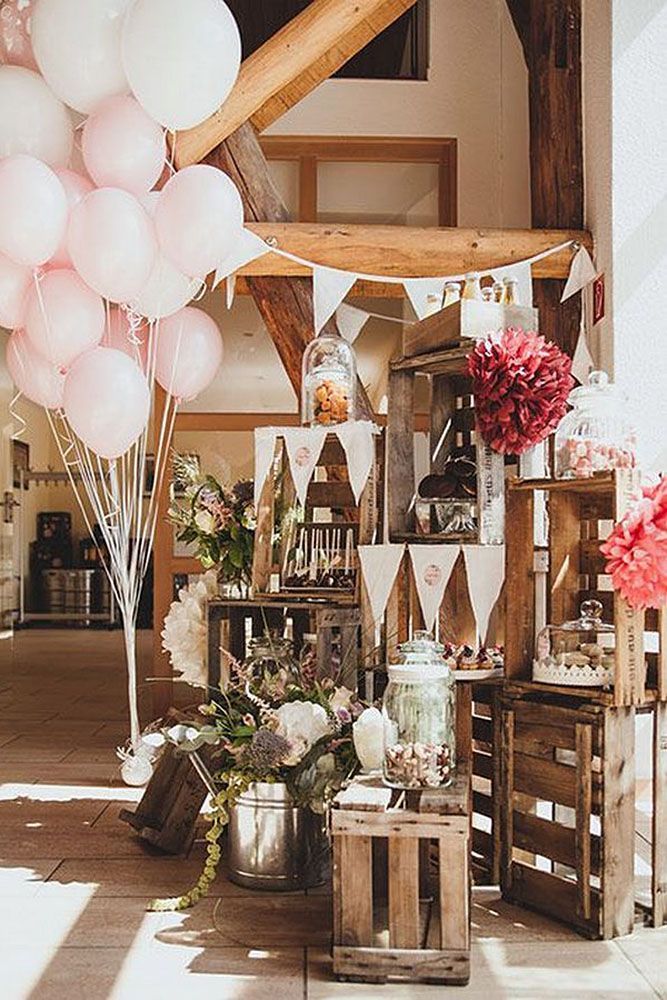 36 Rustic Wooden Crates Wedding Ideas | Candy Bar Wedding Intended For Current Candie 35.5'' Dining Tables (Photo 3 of 15)