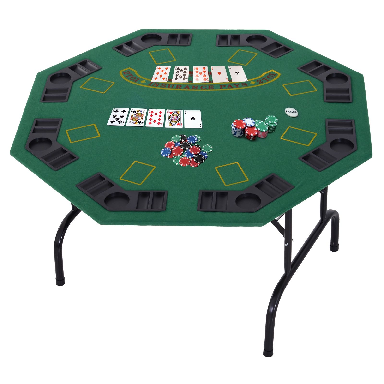 48" 8 Person Octagonal Foldable Poker Table With Cup In Newest Mcbride 48&quot; 4 &#8211; Player Poker Tables (View 4 of 15)