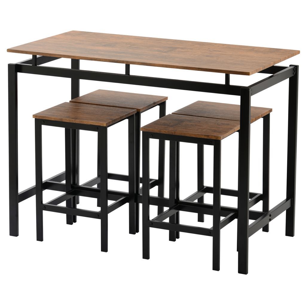 5 Pieces Kitchen Counter Height Table Set, Industrial With Regard To Most Up To Date Grimaldo  (View 5 of 15)