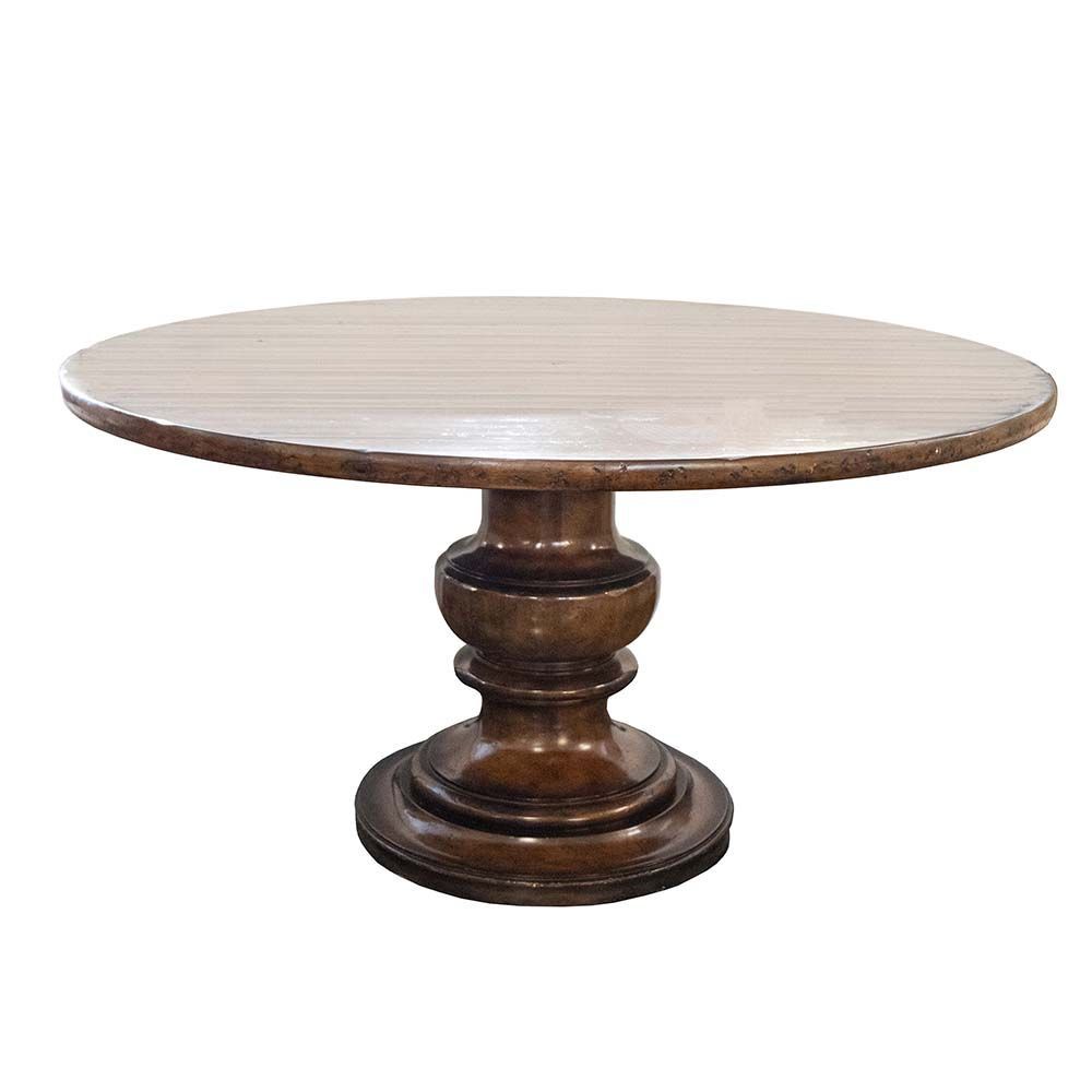 58" Woodbridge Tuscan Round Pedestal Dining Table | Round Inside Recent Steven 55'' Pedestal Dining Tables (Photo 7 of 15)