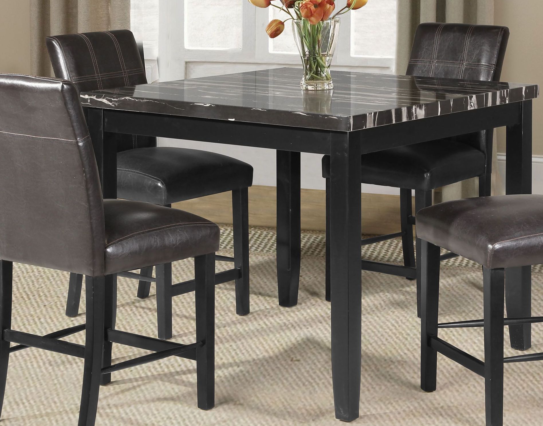 Acme Blythe Faux Marble And Black Counter Height Dining With Regard To 2017 Dallin Bar Height Dining Tables (View 5 of 15)