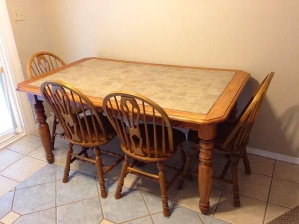 Ashley Solid Wood And Tile Kitchen Table W/ 4 Chairs – For Within Most Popular Sapulpa  (View 1 of 15)