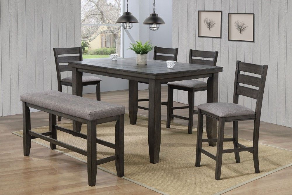 Bardstown Counter Height Table 4 Chairs And Bench Gray With Regard To 2018 Shoaib Counter Height Dining Tables (View 3 of 15)