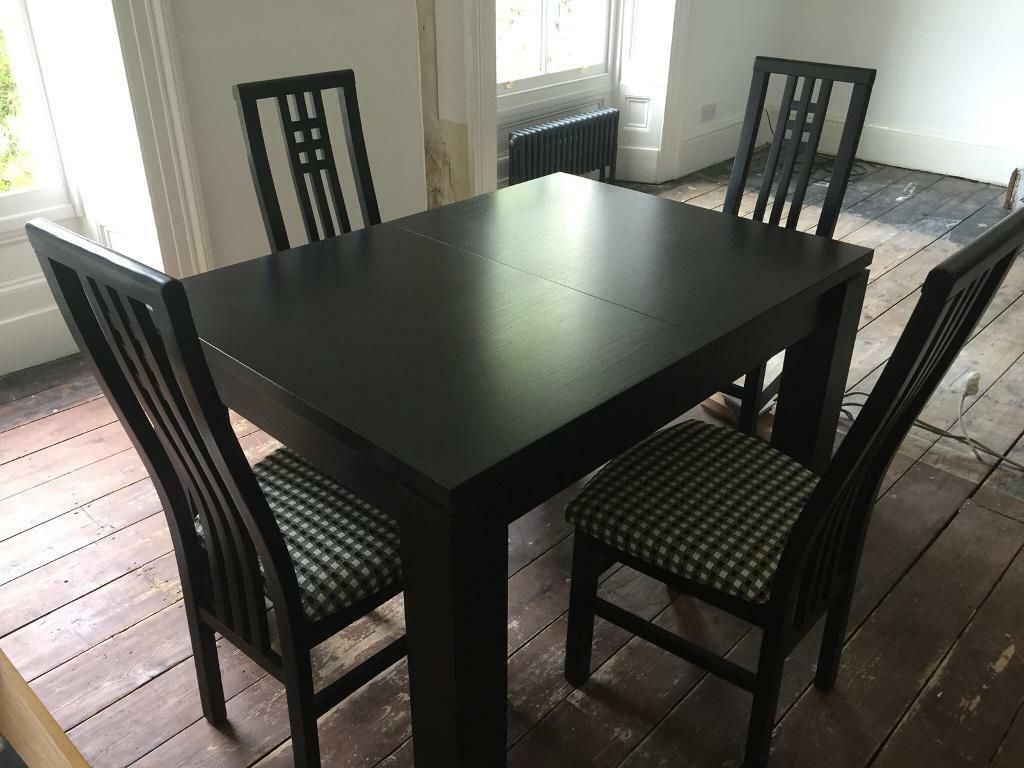 Black Solid Wood Extendable Dining Table & 6 Chairs | In In 2017 Bradly Extendable Solid Wood Dining Tables (View 5 of 15)