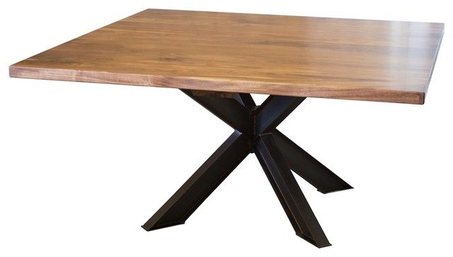 Black Walnut Square Industrial Pedestal Table – Industrial In Most Popular Canalou 46&#039;&#039; Pedestal Dining Tables (View 4 of 15)