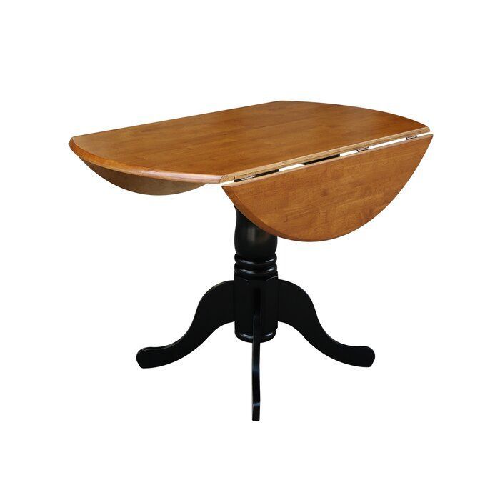 Boothby Drop Leaf Rubberwood Solid Wood Pedestal Dining For Latest Rubberwood Solid Wood Pedestal Dining Tables (View 11 of 15)