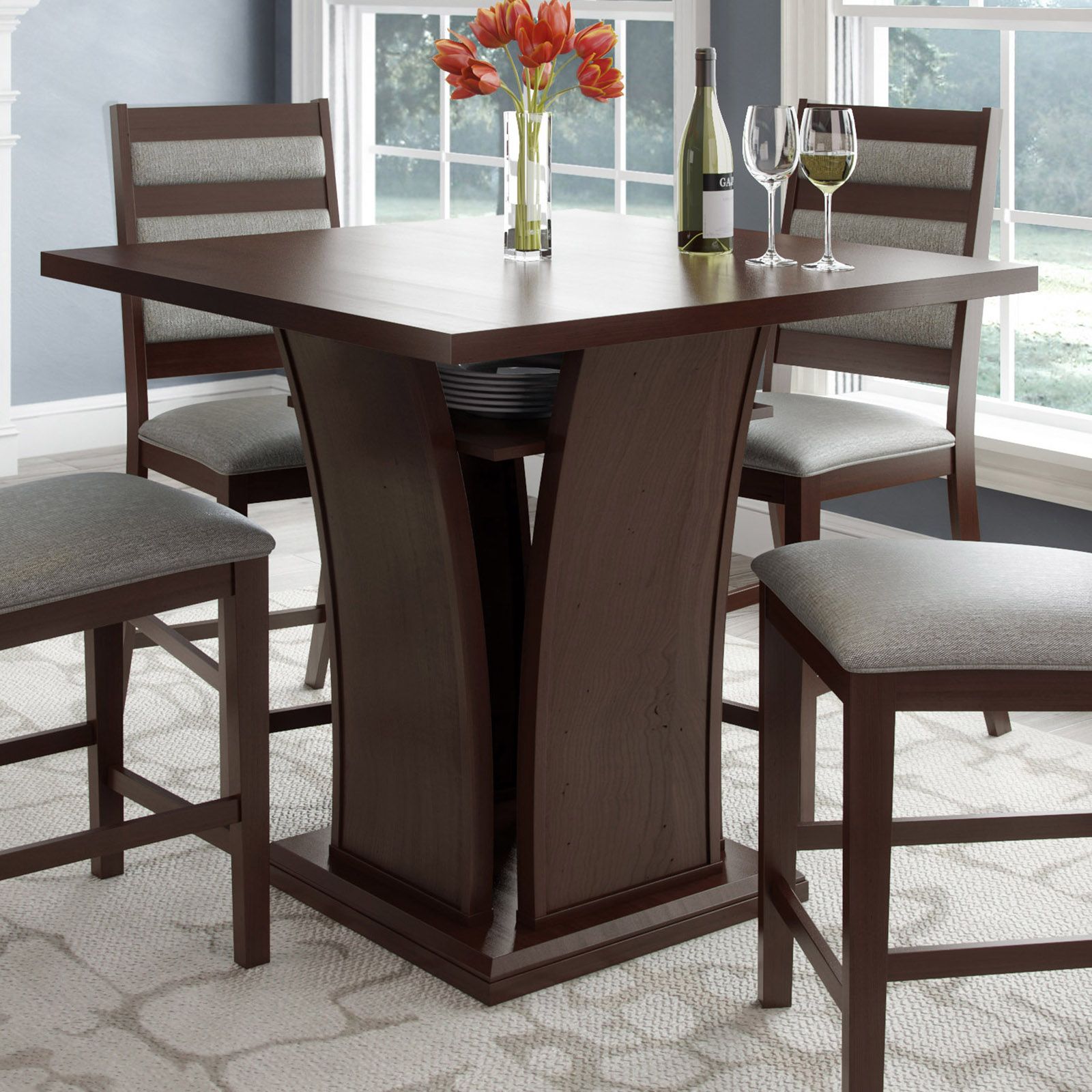 Corliving Bistro Counter Height Dining Table With Curved Pertaining To 2018 Liesel Bar Height Pedestal Dining Tables (View 10 of 15)