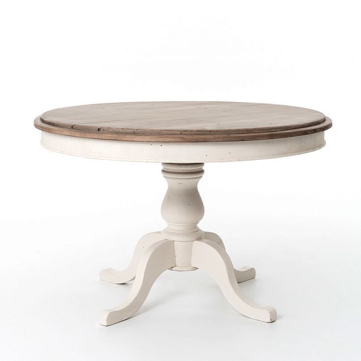 Cottage Round Pedestal Kitchen Table 47" White | Rustic Throughout Current Kohut 47'' Pedestal Dining Tables (View 2 of 15)