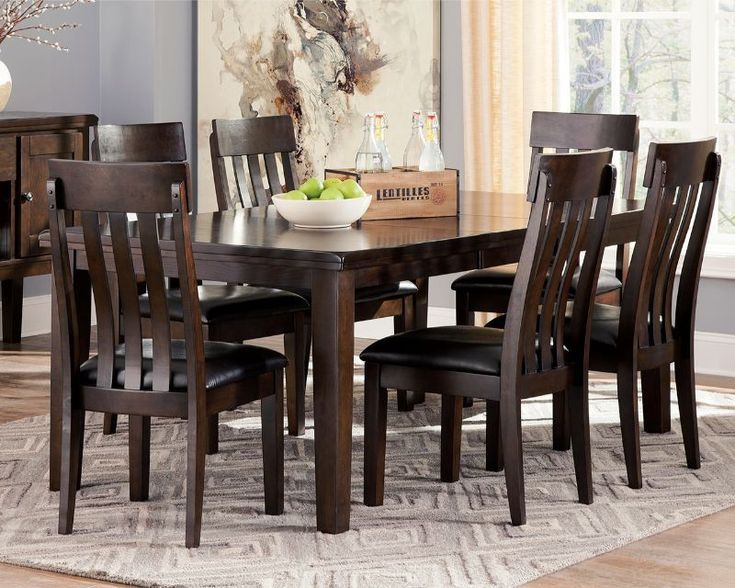 D596 35 01 7Pc 7 Pc Haddigan Dark Brown Finish Wood Intended For Most Popular Benji 35'' Dining Tables (View 7 of 15)