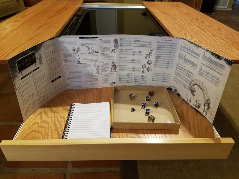 Dungeons And Dragons Gaming Coffee Table Plans | Etsy With Regard To 2017 3 Games Convertible 80 Inches Multi Game Tables (Photo 10 of 15)