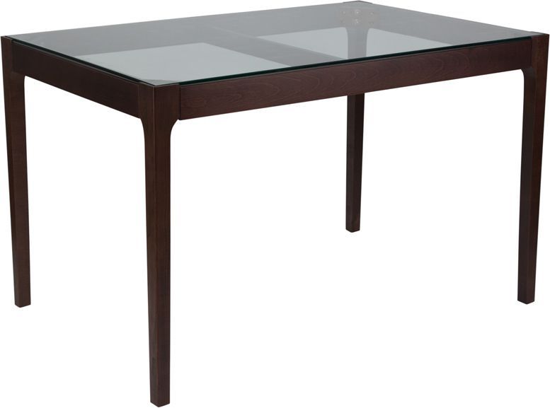 Everett 31.5'' X 47.5'' Solid Espresso Wood Table With In Recent Collis Round Glass Breakroom Tables (Photo 11 of 15)