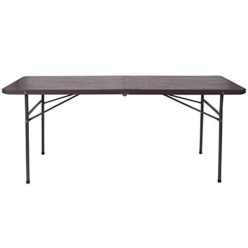 Flash Furniture 30"W X 72"L Bi Fold Dark Gray Plastic For Current 72&quot; L Breakroom Tables And Chair Set (View 6 of 15)