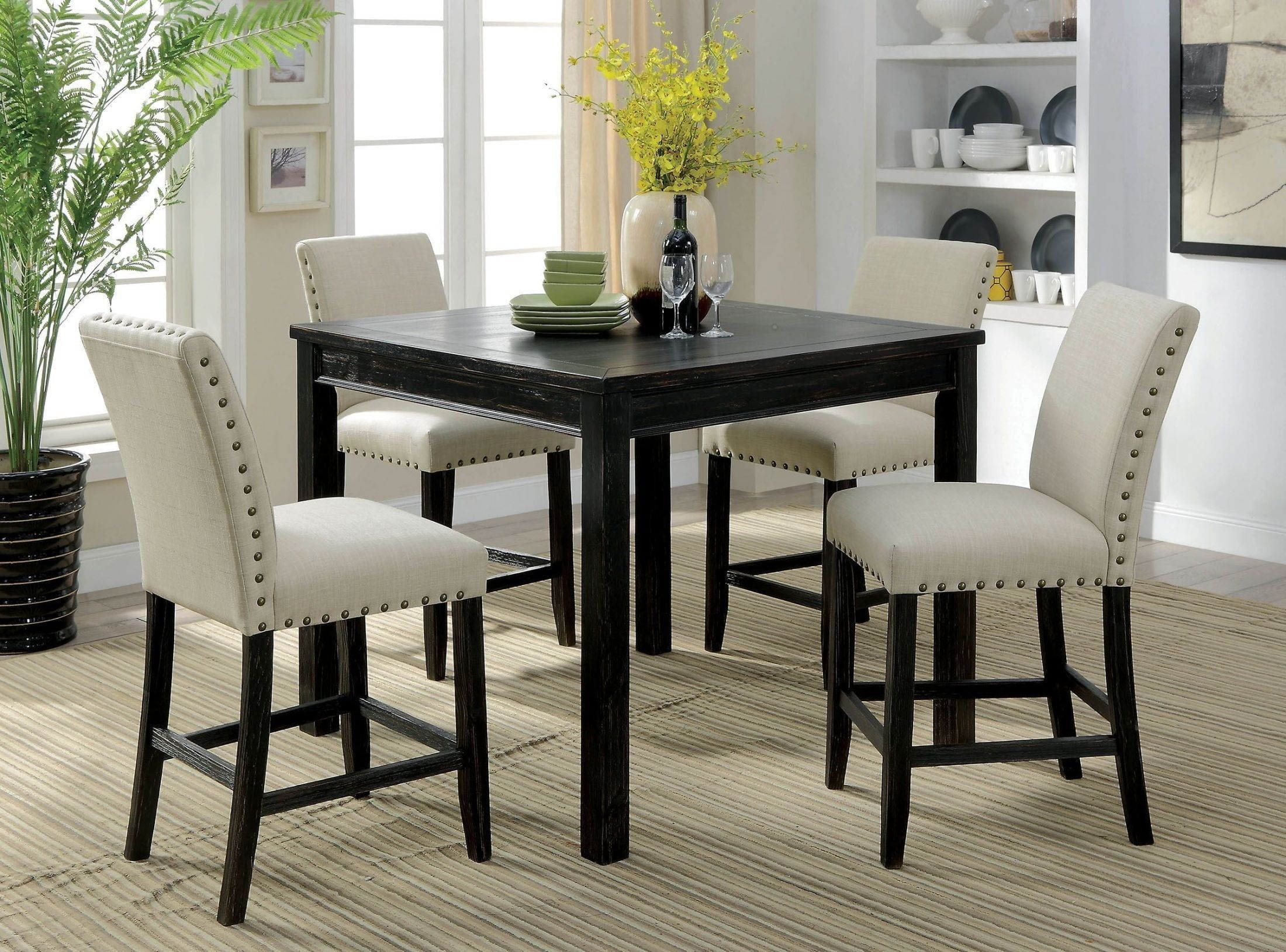 Kristie Antique Black Counter Height Dining Table Set From With 2017 Hearne Counter Height Dining Tables (View 5 of 15)