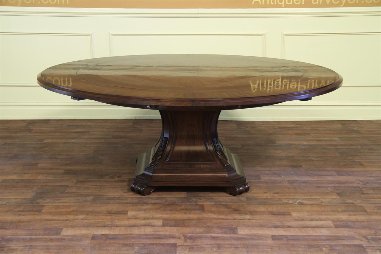 Large Round Mahogany And Walnut Perimeter Table Intended For 2017 3 Games Convertible 80 Inches Multi Game Tables (View 15 of 15)